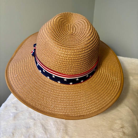 Steve Madden Panama wide-brim patriotic sun hat - Picture 3 of 8